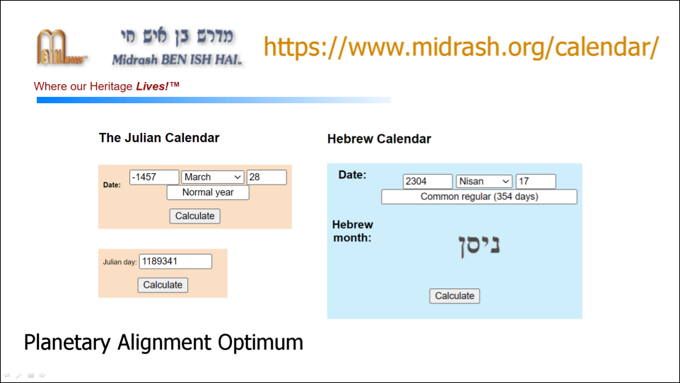 Exodus Calendar Date